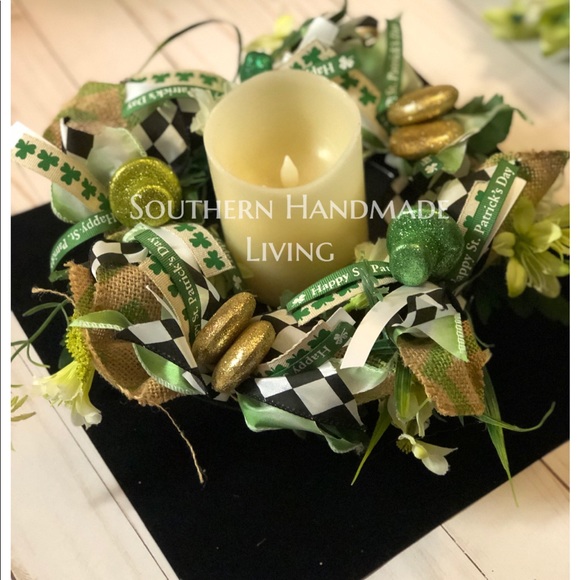 St Patty’s Candle Hugger or mini wreath - Picture 2 of 6
